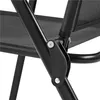 A close-up view of the joint mechanism on a black folding chair. Produktbild-Vorschau