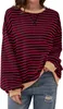 ASKSA Damen Sweatshirt Oversized Gestreift Farbblock Produktbild-Vorschau 1