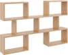 A modern, light-colored wooden wall shelf with an open, staggered design. Produktbild-Vorschau