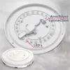 The underside of a round ceiling light fixture with visible LEDs and connection points, with a separate cover shown in the foreground. Produktbild-Vorschau