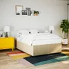 vidaXL Boxspringbett mit Matratze Creme 140x200 cm Stoff Produktbild-Vorschau 3