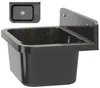 A black sink with a wall mount and a smaller inset image of the sink's drain area. Podgląd zdjęcia produktu