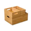 A set of bamboo storage boxes stacked on a white background. Produktbild-Vorschau