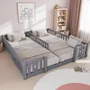 ProximaX Doppelbett mit Zaun 90x200cm, Kiefernholzbett mit Produktbild-Vorschau 1