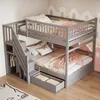 A children's bedroom with a gray bunk bed, decorated with a whimsical house-themed mural on the wall. Náhled obrázku produktu