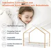 A young girl sleeping in a bed with a house-shaped frame. Text overlays highlight product features. Náhled obrázku produktu