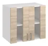 A white and light brown wall cabinet with two doors is shown in the center of a white background. Náhľad obrázku produktu