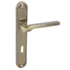 A bronze-colored door handle with a long, rectangular plate and an L-shaped handle, set against a white background. Produktbild-Vorschau