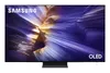 A Samsung OLED television on a stand, displaying a colorful abstract image. Produktbild-Vorschau