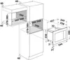 Diagram showing installation dimensions for a built-in microwave. Voir les images du produit