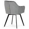 A gray velvet dining chair with black metal legs, shown from the back. Náhled obrázku produktu