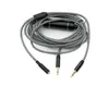 A braided audio cable with multiple connectors and an inline control module, laid out on a white background. Podgląd zdjęcia produktu