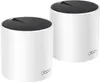 Two white cylindrical mesh Wi-Fi routers with black tops are shown against a white background. Náhľad obrázku produktu