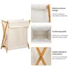 Wäschekorb faltbare Wäschebox aus Bambus 56.5x50x34cm Produktbild-Vorschau 4