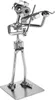 A metal figurine of a violinist playing a violin, made from nuts and bolts, standing on a square metal base. Voir les images du produit