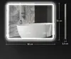 A bathroom mirror with integrated LED lighting and digital display, reflecting a bathtub. Náhľad obrázku produktu