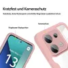 Close-up views of a pink phone case highlighting its protective features for the screen and camera. Produktbild-Vorschau