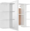 A white cabinet with shelves, one door is open revealing more shelves. Produktbild-Vorschau