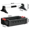 Two views of a modular tool storage system with dimensions indicated. Voir les images du produit