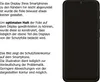 Illustration showing a smartphone screen with a protective film outline and accompanying text explaining its fit. Produktbild-Vorschau
