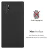 A black phone case is shown with marketing text and graphics highlighting its features. Produktbild-Vorschau