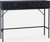 A black console table with two drawers and a ribbed wood-look front is shown against a white background. Produktbild-Vorschau