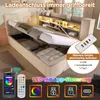 Letto divano Merax 140x190 cm con LED, letto imbottito con Anteprima dell’immagine prodotto 6