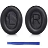 Two black ear pads for headphones and a blue plastic tool. Produktbild-Vorschau