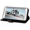 A smartphone in a black flip case is displayed, showing a video of a motorcycle race on its screen. Náhled obrázku produktu