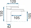 A technical drawing of a faucet with dimensions indicated. Anteprima dell’immagine prodotto