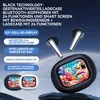 A product image showcasing Bluetooth headphones and their charging case with a smart screen, set against a dark, starry background. Produktbild-Vorschau