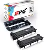 A product shot of toner cartridges and a drum unit, with packaging in the background. Produktbild-Vorschau