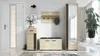 A hallway furniture set including a tall cabinet with a mirror, a shoe cabinet with a bench, and a wall-mounted coat rack. Produktbild-Vorschau