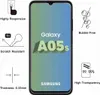 A marketing image showcasing a screen protector for a Samsung Galaxy A05s phone, highlighting its features. Produktbild-Vorschau