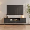 Meuble TV 'Nand' avec tiroir et 2 portes cannelées 160 x 40 Voir les images du produit 2