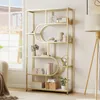 A gold and white bookshelf filled with decorative items and books, placed in a well-lit room near a window. Produktbild-Vorschau