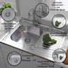 A kitchen sink with various features highlighted by callouts and text. Produktbild-Vorschau