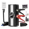 A collection of car accessories, including a portable air compressor, jumper cables, and various adapters, laid out on a white background. Produktbild-Vorschau