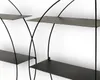 A close-up view of a black metal wall shelf unit against a white background. Produktbild-Vorschau