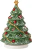 A ceramic Christmas tree figurine decorated with ornaments and garland, standing on a white base. Náhled obrázku produktu