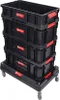 A stack of black storage containers on a wheeled base. Náhled obrázku produktu