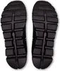 The soles of two black ON Running shoes are shown from an underneath view against a white background. Voir les images du produit