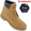 A tan Timberland boot with brown accents and laces, shown with marketing labels for Primaloft and Ortholite. Náhled obrázku produktu