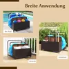 Collage of a storage basket used in different outdoor settings: by a pool, on a veranda, and in a backyard. Podgląd zdjęcia produktu