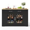 Merax Mobile Kücheninsel 120 cm mit Glastüren und offene Produktbild-Vorschau 15
