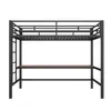A black metal bunk bed with a built-in desk and a brown wooden desktop, shown against a white background. Anteprima dell’immagine prodotto
