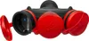 A black and red electrical distributor with three outlets, two of which are covered by red caps. Anteprima dell’immagine prodotto