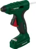 A cordless hot glue gun with a battery pack is shown against a white background. Produktbild-Vorschau