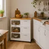 Kuchynský vozík na kolieskach so zásuvkami, biely Náhľad obrázku produktu 7
