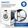 A washing machine with product features highlighted by text overlays and close-up shots. Produktbild-Vorschau